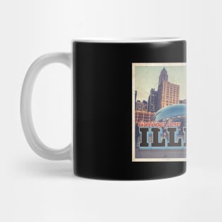 Greetings from Illinois - Vintage Travel Postcard Design Mug